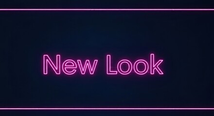 New Look" in neon pink, centered on a dark blue gradient background