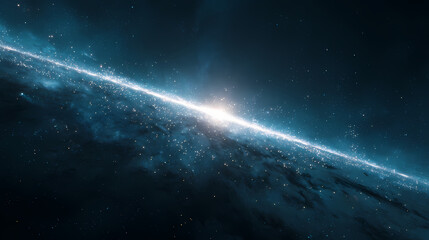Fototapeta premium A cosmic beam of light illuminating the dark expanse of space
