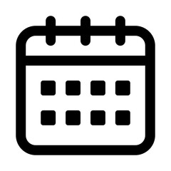 Calendar Icon – Black and White Vector Illustration for Schedule and Date Design