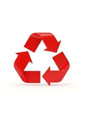 Fototapeta premium Red Recycle Symbol on White Background - Environmental Awareness and Sustainability.