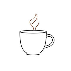 A simple outline of a coffee cup, steam rising