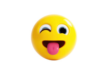 Fototapeta premium A cheerful emoji with a winking eye and sticking out tongue