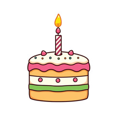 A simple birthday cake with one candle