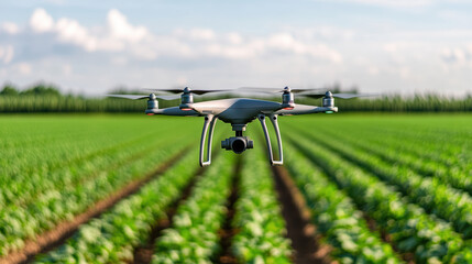 Drone flying above farmland capturing patterns and textures in vibrant green fields