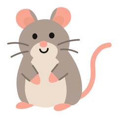 Cute Mouse Illustration in Flat Style for Animal Clipart Design