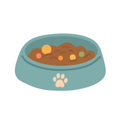 Pet Food Bowl Illustration in Flat Style for Animal Care Design
