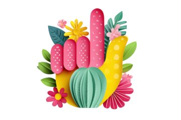 A vibrant hand design with flowers and leaves