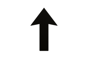 Black upward arrow isolated on black background symbol direction navigation guidance growth progress success concept design abstract minimal element inspirational business orientation