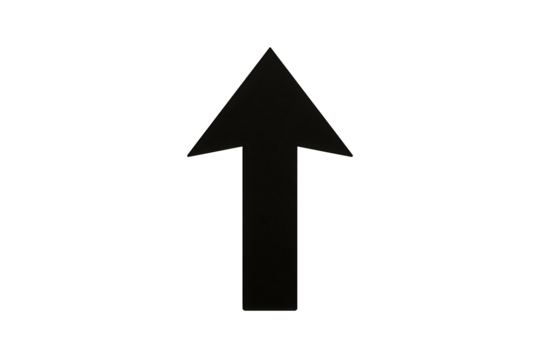 Black upward arrow isolated on black background symbol direction navigation guidance growth progress success concept design abstract minimal element inspirational business orientation