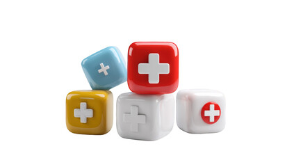 Colorful 3D medical icons stacked