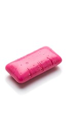 Close-up of a Single Piece of Pink Bubble Gum on White.