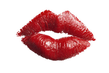 Close-up of a red painted kiss