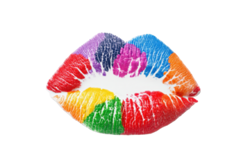 Colorful rainbow lips print