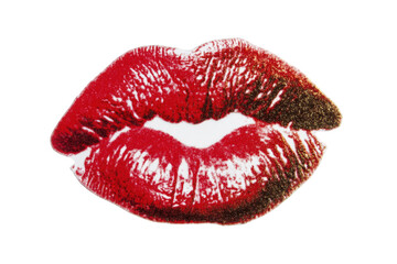 Close-up of a red lipstick kiss print