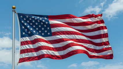 Obraz premium american flag on blue sky background