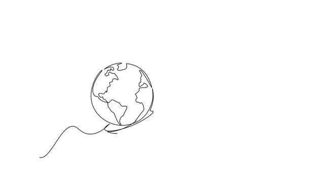 Animation of continuous one line drawing a spoon with a globe on the end. Supporting the formation of a more serious world food agency. Rise awareness. World Hunger Day. Full length motion