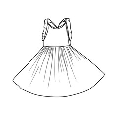 Simple Line Drawing of a Baby Girls Dress.