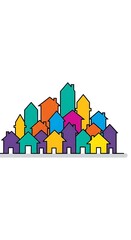 Colorful Houses Illustration - Community, Home, and Urban Living.