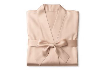 Folded silk satin robe with transparent background