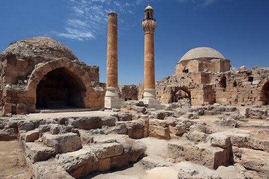 the great mosque and harran university ancient ruins in sanliurfa turkey
