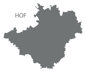 Hof city map with boroughs grey illustration silhouette shape
