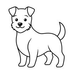 A cartoonstyle dog stands with a short upturned tail