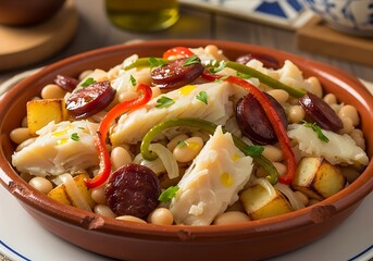 Hearty Portuguese Cod Stew - A Flavorful and Colorful Dish.