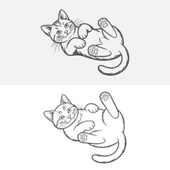 Cartoon Cats Lying on Their Backs