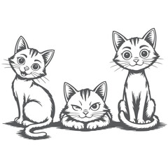Cartoon Cats with Expressive Faces and Poses