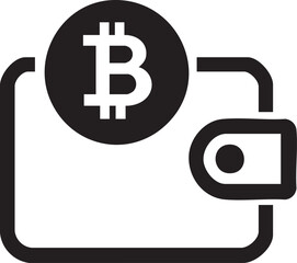 Bitcoin Wallet Silhouette Icon Minimal Crypto Currency Concept