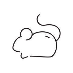 Simple line drawing of a mouse facing left with a curled tail
