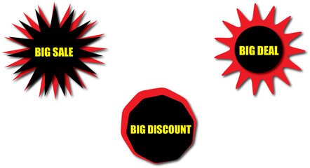 Big Deal Red Black Sunburst Tag Vector Icon for Shopping Campaign Graphics and Limited Time Offer Badges