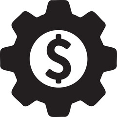 Cost Optimization Silhouettes Gear Wheel Money Efficiency Icon