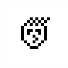 Black QR code icon symbol on a white background, a pixelated 3D vector illustration sign of information technology for business data on the internet