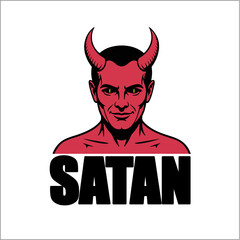 Red cartoon devil with horns, tail, and heart symbol vector illustration, perfect for Halloween or Valentine's Day