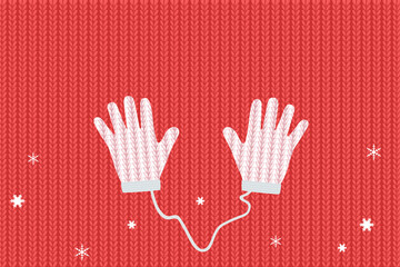 ニットの手袋、ニット編み物の背景イラスト