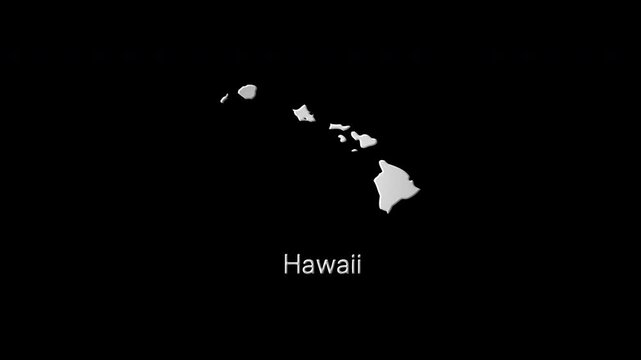 Illuminated map highlighting hawaii island names and location