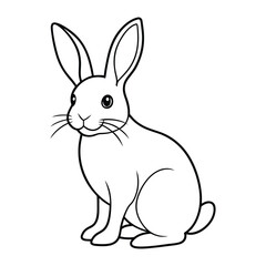 Line art depicts a seated rabbit with erect ears and whiskers