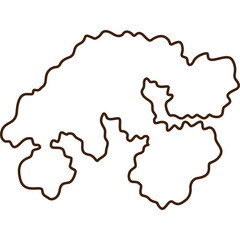Outline Of A Region On A Transparent Background With A Dark Brown Border