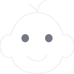 Outline Of A Baby Face With Dot Pattern And Dark Gray Eyes And A Subtle Smile On A Transparent Background