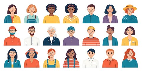 Fototapeta premium Group of people with different hair colors and clothing