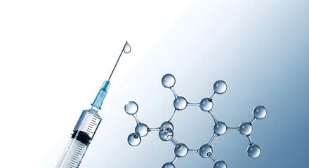 Illustration of facial anatomy with molecular structures, symbolizing botulinum toxin's effects.