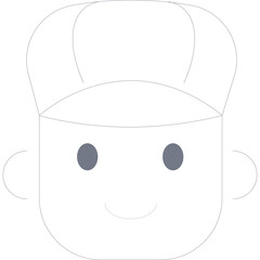 Outline of a Cartoon Boy with A Hat And Big Eyes On A Transparent Background