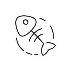 Outline of a fish skeleton with a circular dash around it