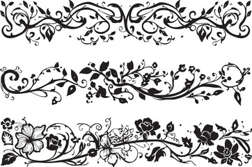 Beautiful floral decoration elements set on a clean white background, featuring elegant leaves, blossoms, and ornamental designs.
