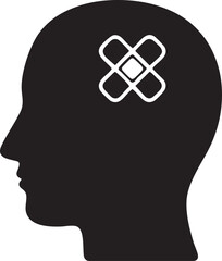 Trauma Healing Silhouettes Head Bandage Injury Recovery First Aid Icon