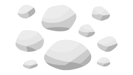 set of gray stone rock flat color vector illustration template design