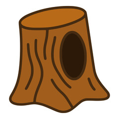 tree stump with hole flat color vector illustration template design