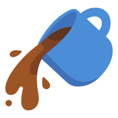 spilled coffee on a mug flat color vector illustration template design