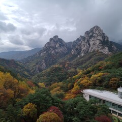 흐린 날 산 풍경